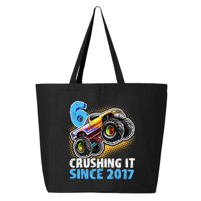 6 Crushing It Since 2017 Monster Truck 6th Birthday 25L Jumbo Tote