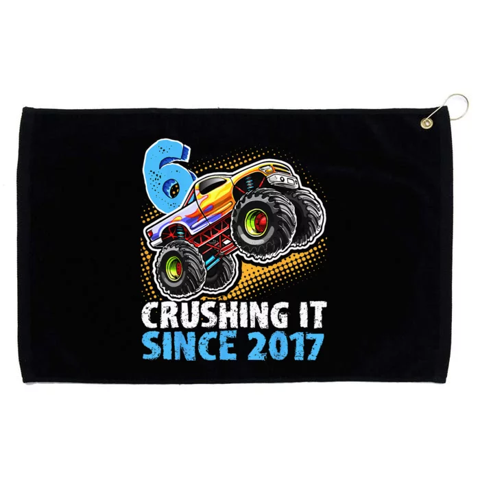 6 Crushing It Since 2017 Monster Truck 6th Birthday Grommeted Golf Towel