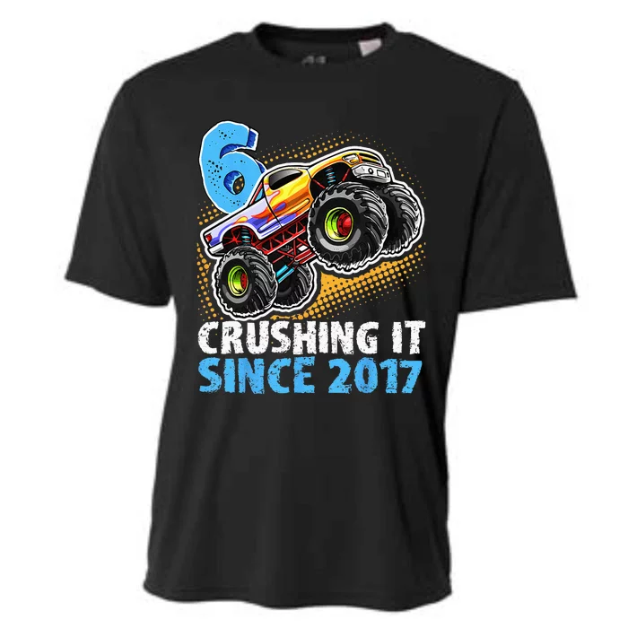 6 Crushing It Since 2017 Monster Truck 6th Birthday Cooling Performance Crew T-Shirt