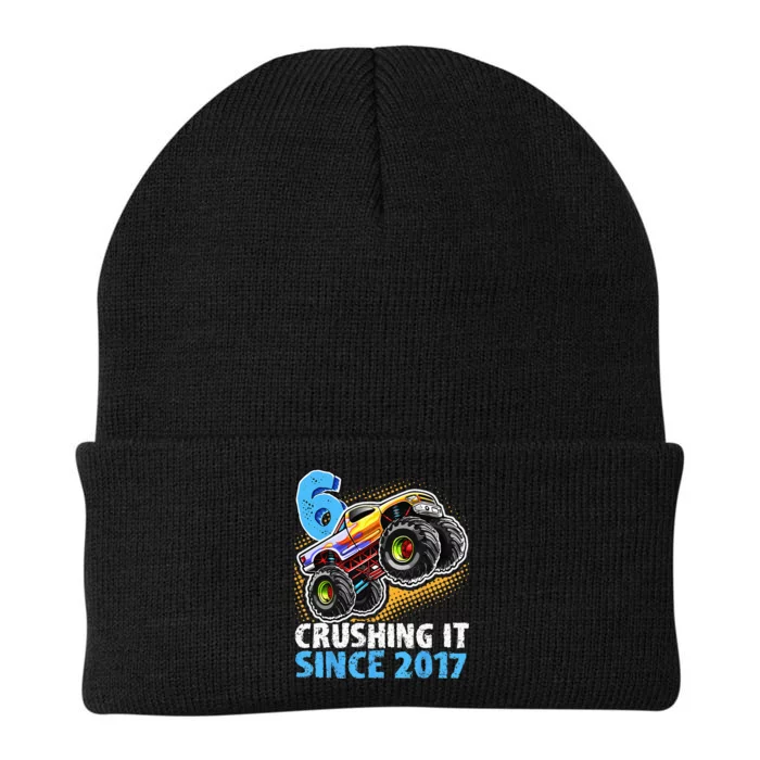 6 Crushing It Since 2017 Monster Truck 6th Birthday Knit Cap Winter Beanie