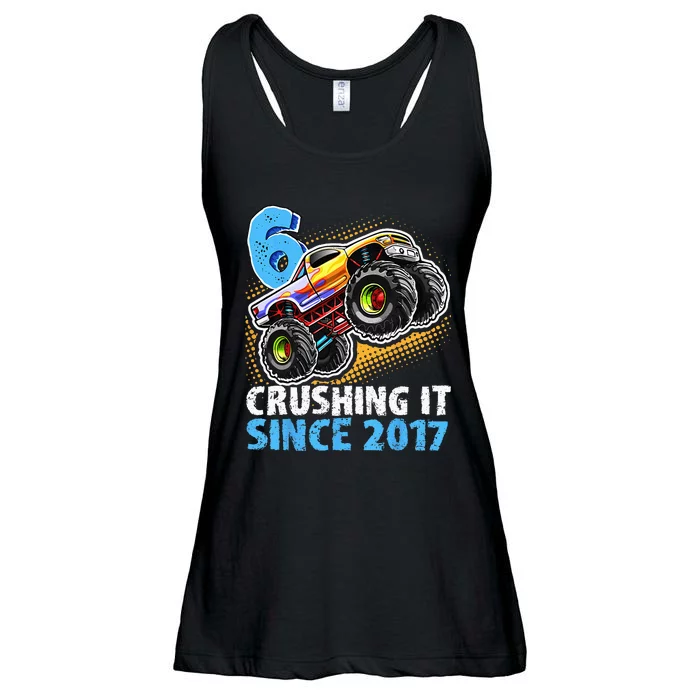 6 Crushing It Since 2017 Monster Truck 6th Birthday Ladies Essential Flowy Tank