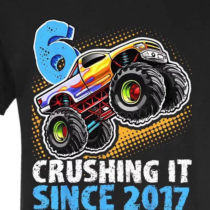 6 Crushing It Since 2017 Monster Truck 6th Birthday Garment-Dyed Heavyweight T-Shirt