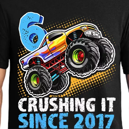 6 Crushing It Since 2017 Monster Truck 6th Birthday Pajama Set