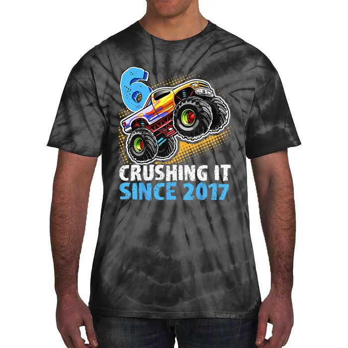 6 Crushing It Since 2017 Monster Truck 6th Birthday Tie-Dye T-Shirt