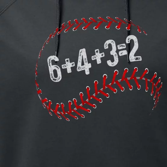 6+4+3=2 Double Play Baseball Player Fun Baseball Saying Performance Fleece Hoodie