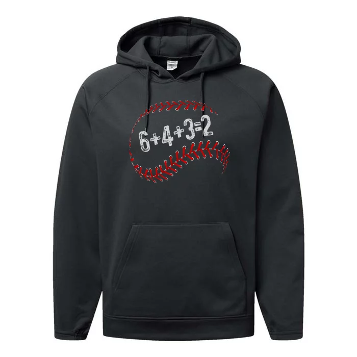 6+4+3=2 Double Play Baseball Player Fun Baseball Saying Performance Fleece Hoodie