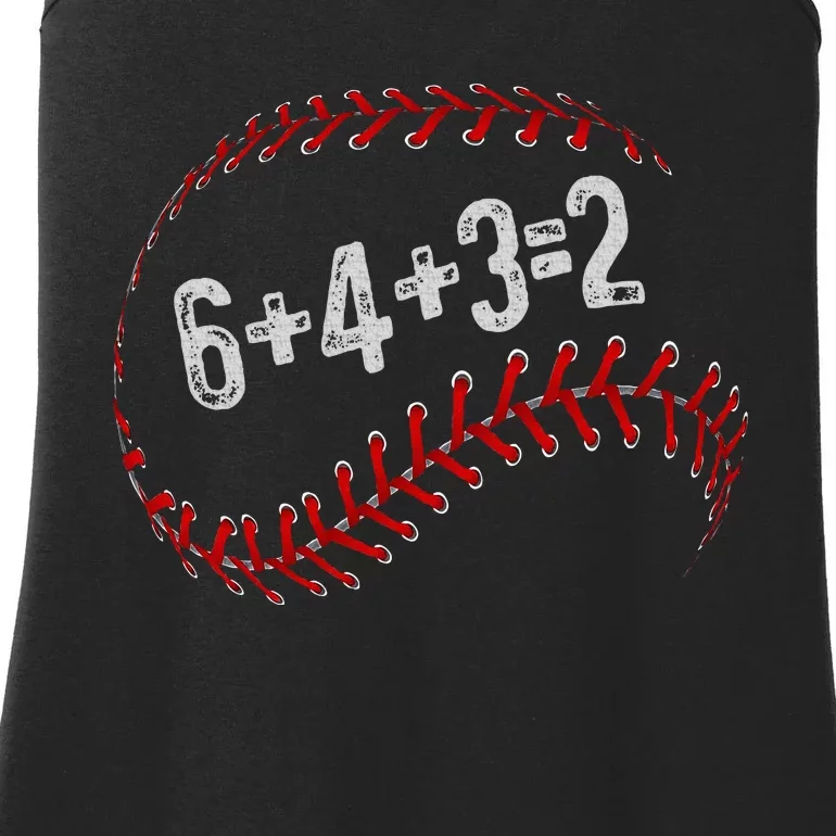 6+4+3=2 Double Play Baseball Player Fun Baseball Saying Ladies Essential Tank