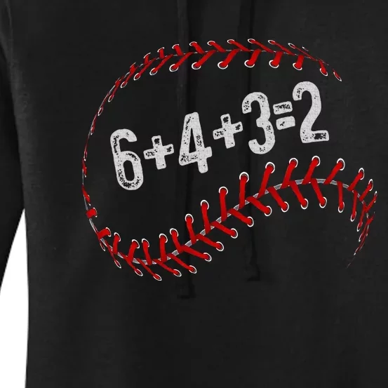 6+4+3=2 Double Play Baseball Player Fun Baseball Saying Women's Pullover Hoodie