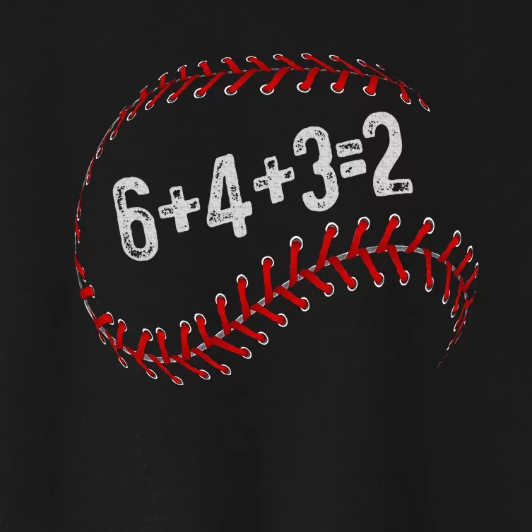 6+4+3=2 Double Play Baseball Player Fun Baseball Saying Women's Crop Top Tee