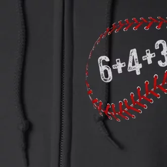 6+4+3=2 Double Play Baseball Player Fun Baseball Saying Full Zip Hoodie