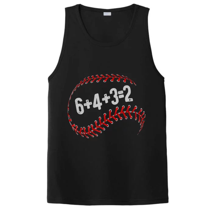 6+4+3=2 Double Play Baseball Player Fun Baseball Saying Performance Tank