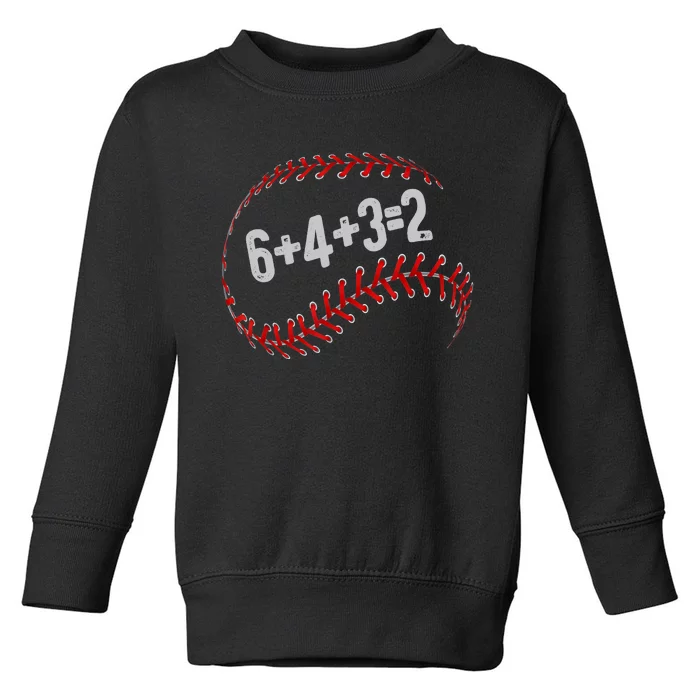 6+4+3=2 Double Play Baseball Player Fun Baseball Saying Toddler Sweatshirt