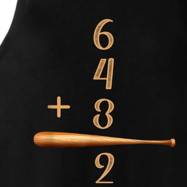 6+4+3=2 Double Play Baseball Player Baseball Saying Ladies Tri-Blend Wicking Tank