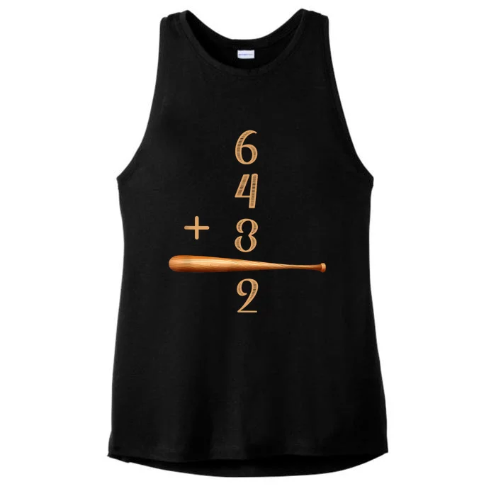 6+4+3=2 Double Play Baseball Player Baseball Saying Ladies Tri-Blend Wicking Tank