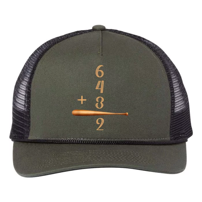 6+4+3=2 Double Play Baseball Player Baseball Saying Retro Rope Trucker Hat Cap