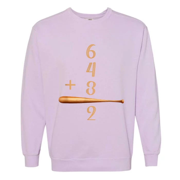 6+4+3=2 Double Play Baseball Player Baseball Saying Garment-Dyed Sweatshirt