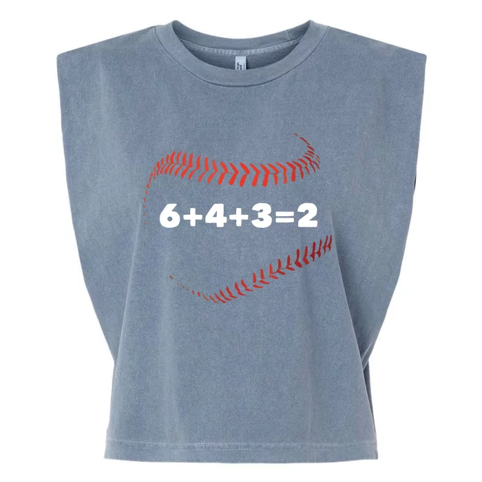 6+4+3=2 Double Play Baseball Player Gift Baseball Saying Garment-Dyed Women's Muscle Tee