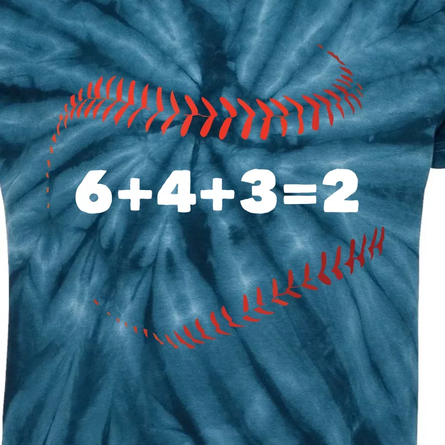 6+4+3=2 Double Play Baseball Player Gift Baseball Saying Kids Tie-Dye T-Shirt