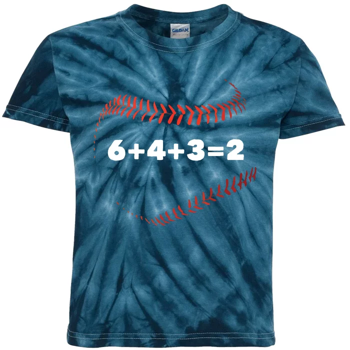 6+4+3=2 Double Play Baseball Player Gift Baseball Saying Kids Tie-Dye T-Shirt