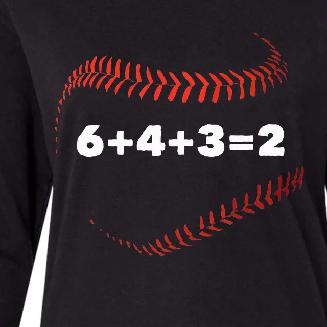 6+4+3=2 Double Play Baseball Player Gift Baseball Saying Womens Cotton Relaxed Long Sleeve T-Shirt