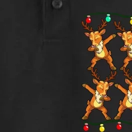 6 Dabbing Reindeer Xmas Lights Christmas Dry Zone Grid Performance Polo