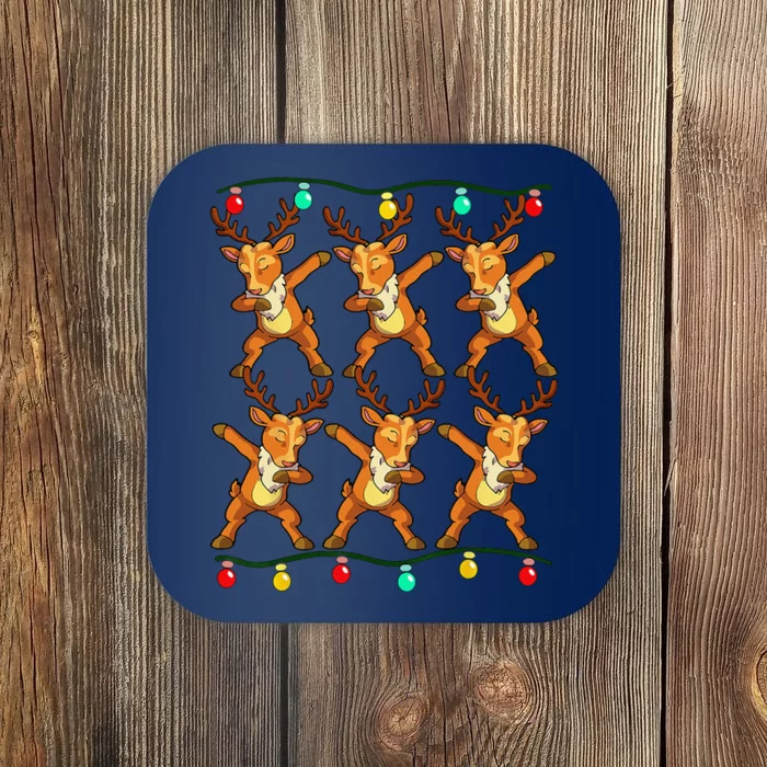 6 Dabbing Reindeer Xmas Lights Christmas Coaster