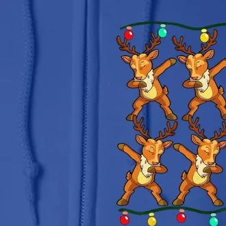 6 Dabbing Reindeer Xmas Lights Christmas Full Zip Hoodie