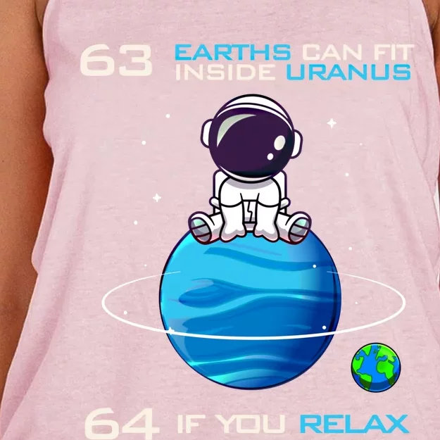 63 Earths Can Fit Inside Uranus Funny Astronomy Space Gift Women's Knotted Racerback Tank