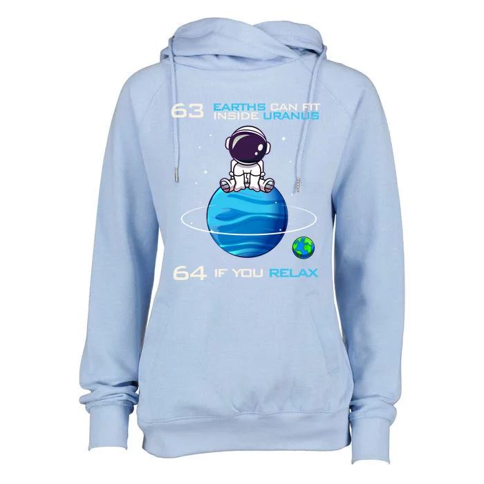 63 Earths Can Fit Inside Uranus Funny Astronomy Space Gift Womens Funnel Neck Pullover Hood