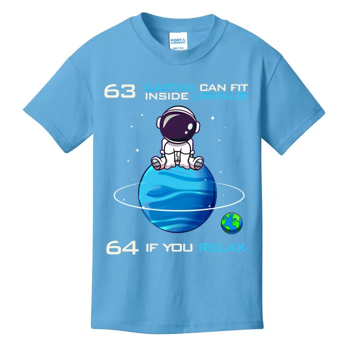 63 Earths Can Fit Inside Uranus Funny Astronomy Space Gift Kids T-Shirt