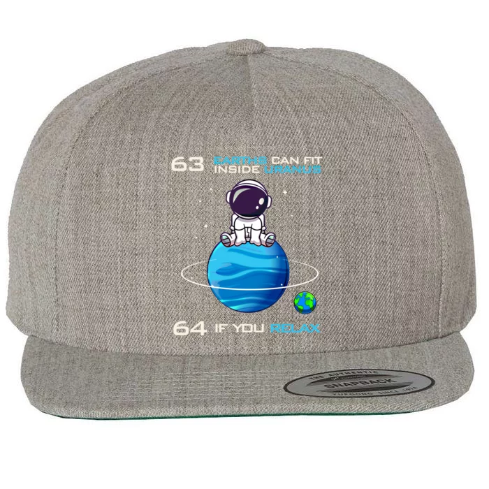 63 Earths Can Fit Inside Uranus Funny Astronomy Space Gift Wool Snapback Cap