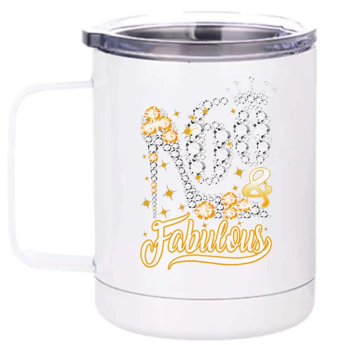 60 & Fabulous 60 Years Old 60th Birthday Diamond Crown Shoes Front & Back 12oz Stainless Steel Tumbler Cup