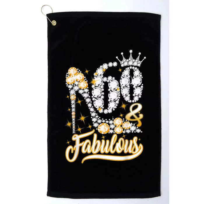 60 & Fabulous 60 Years Old 60th Birthday Diamond Crown Shoes Platinum Collection Golf Towel