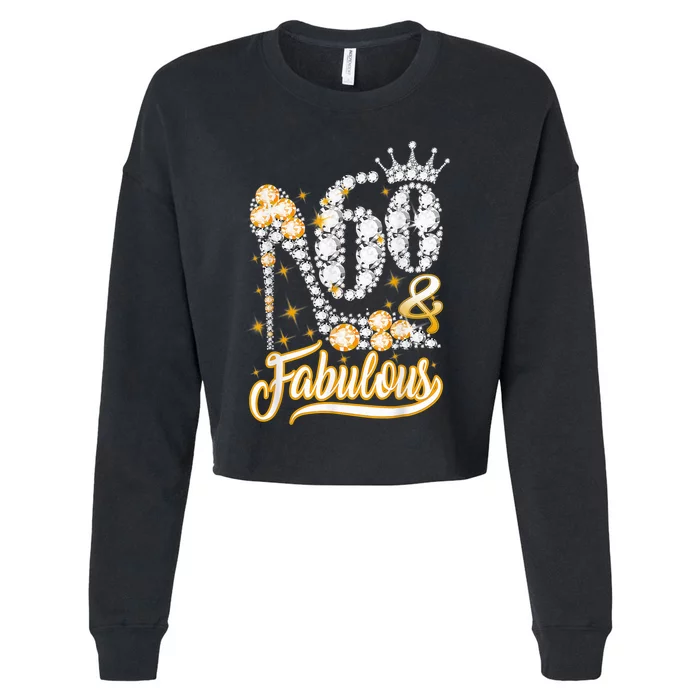 60 & Fabulous 60 Years Old 60th Birthday Diamond Crown Shoes Cropped Pullover Crew