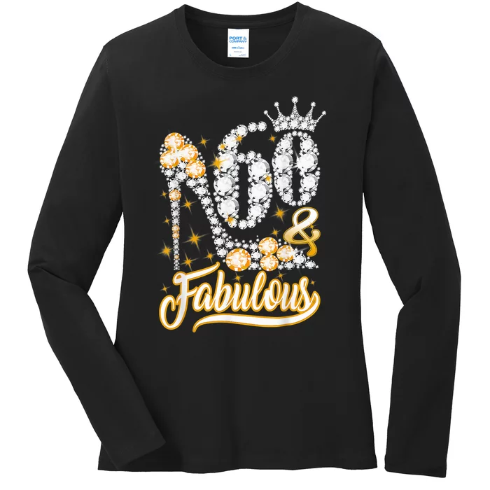 60 & Fabulous 60 Years Old 60th Birthday Diamond Crown Shoes Ladies Long Sleeve Shirt