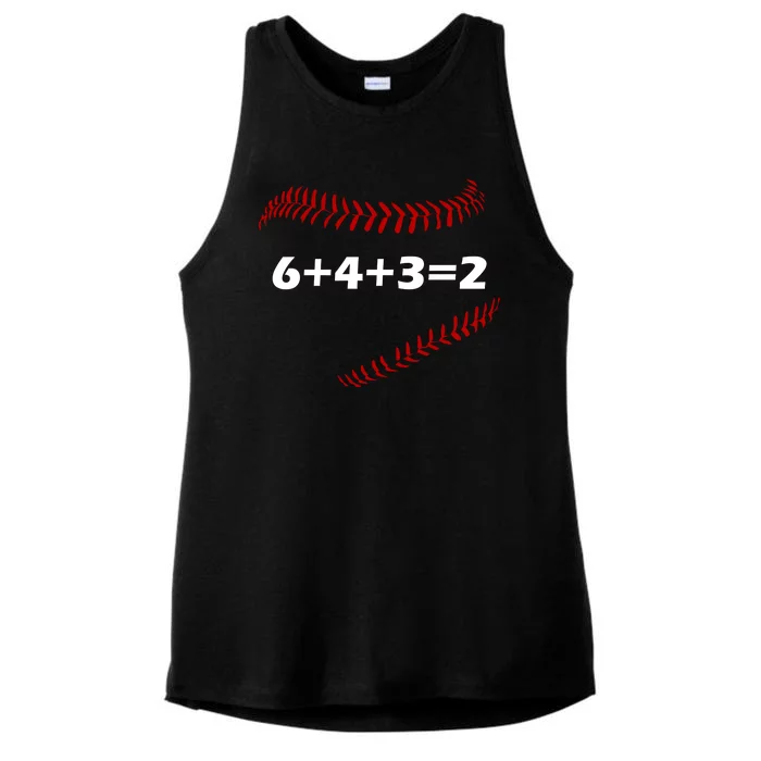 6+4+3=2 Funny Baseball Double Play Ladies Tri-Blend Wicking Tank