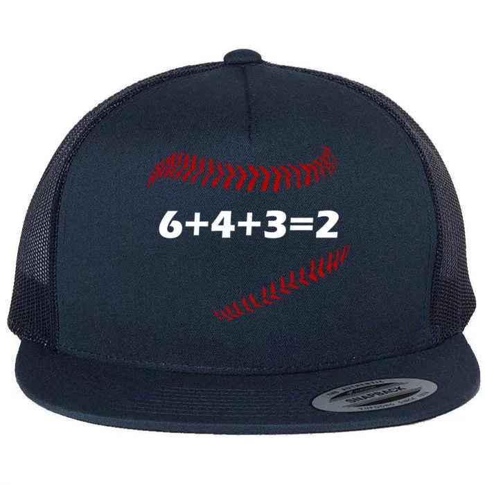 6+4+3=2 Funny Baseball Double Play Flat Bill Trucker Hat