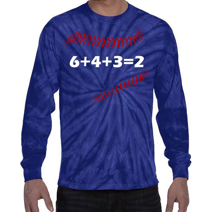 6+4+3=2 Funny Baseball Double Play Tie-Dye Long Sleeve Shirt