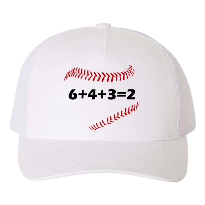 6+4+3=2 Funny Baseball Double Play Yupoong Adult 5-Panel Trucker Hat