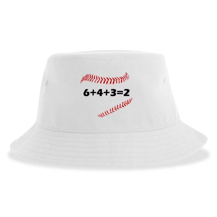 6+4+3=2 Funny Baseball Double Play Sustainable Bucket Hat