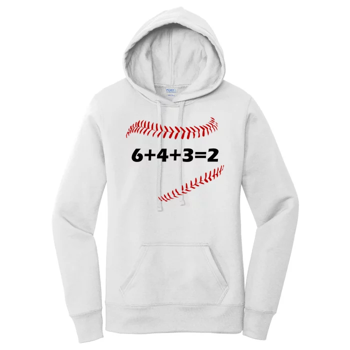 6+4+3=2 Funny Baseball Double Play Women's Pullover Hoodie