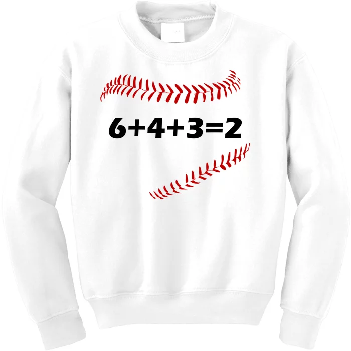 6+4+3=2 Funny Baseball Double Play Kids Sweatshirt