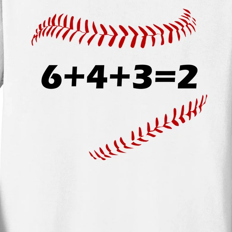 6+4+3=2 Funny Baseball Double Play Kids Long Sleeve Shirt