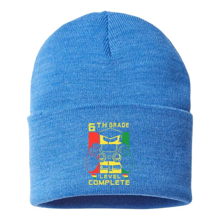 6th Grade Level Complete Graduation Video Games Juneteenth Gift Sustainable Knit Beanie