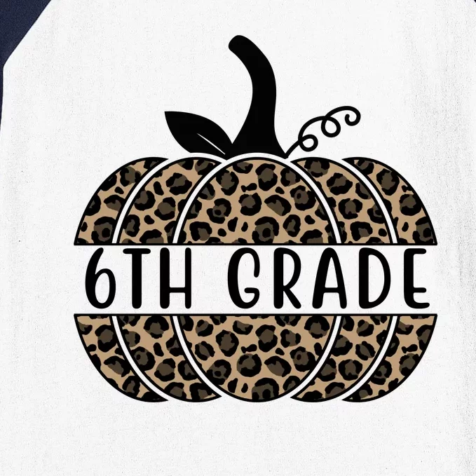 6th Grade Leopard Pumpkin Baseball Sleeve Shirt