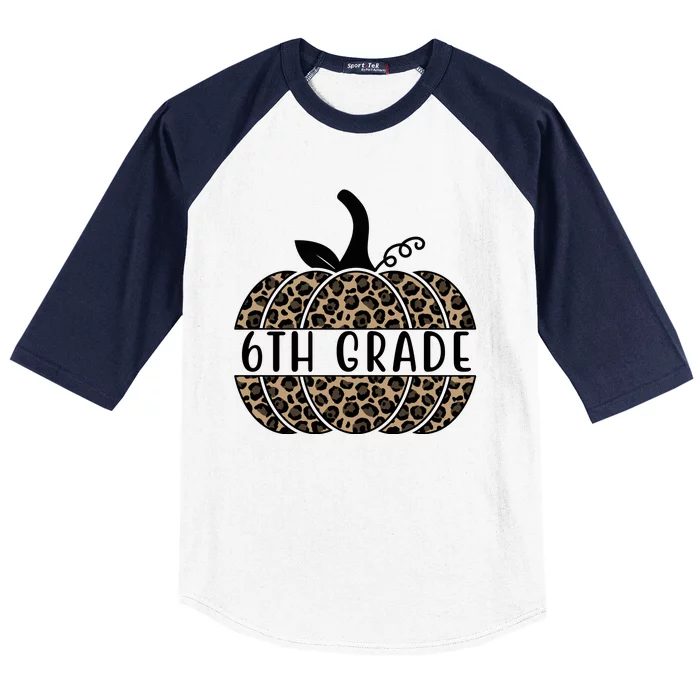 6th Grade Leopard Pumpkin Baseball Sleeve Shirt