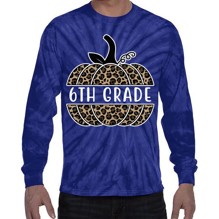 6th Grade Leopard Pumpkin Tie-Dye Long Sleeve Shirt