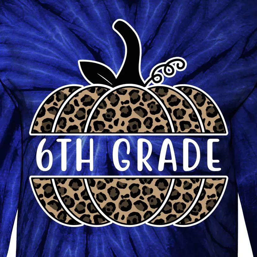 6th Grade Leopard Pumpkin Tie-Dye Long Sleeve Shirt