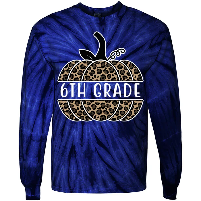 6th Grade Leopard Pumpkin Tie-Dye Long Sleeve Shirt