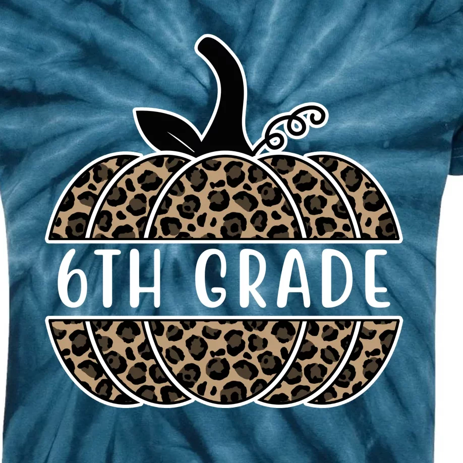 6th Grade Leopard Pumpkin Kids Tie-Dye T-Shirt